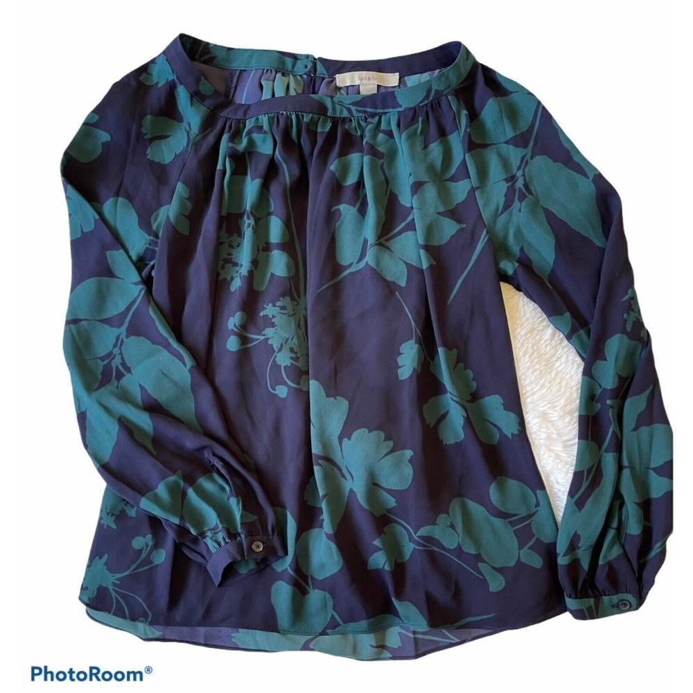 Lark & Ro Blouse Color Navy Blue Size 2 NWOT C1 - Picture 2 of 6